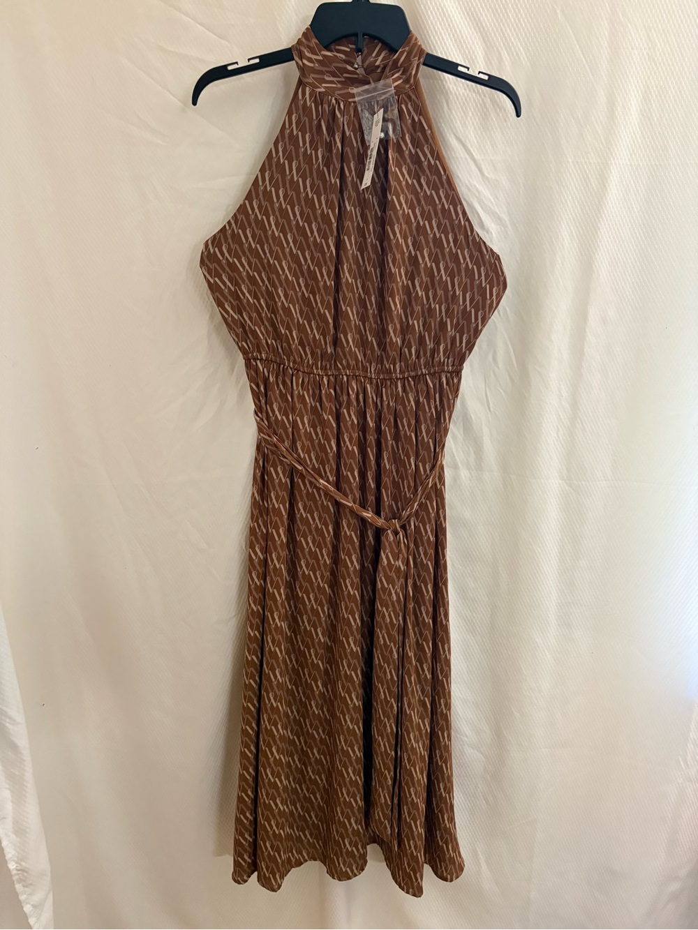 Worthington Winona Geo Brown  Halter Midi Dress 6 NWT’s